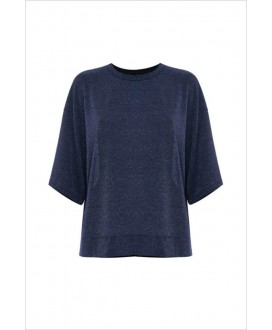 Camiseta marino manga al codo lurex azul KOCCA