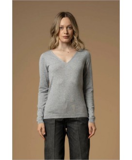 Jersey pico básico gris lurex plata KOCCA