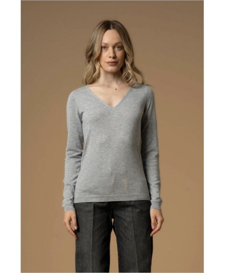 Jersey pico básico gris lurex plata KOCCA