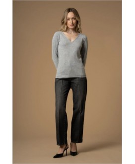 Jersey pico básico gris lurex plata KOCCA