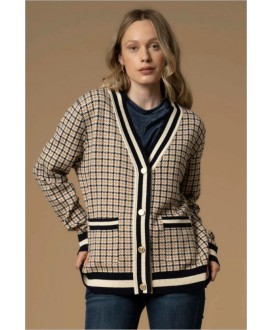 Chaqueta punto pata gallo botón dorado KOCCA