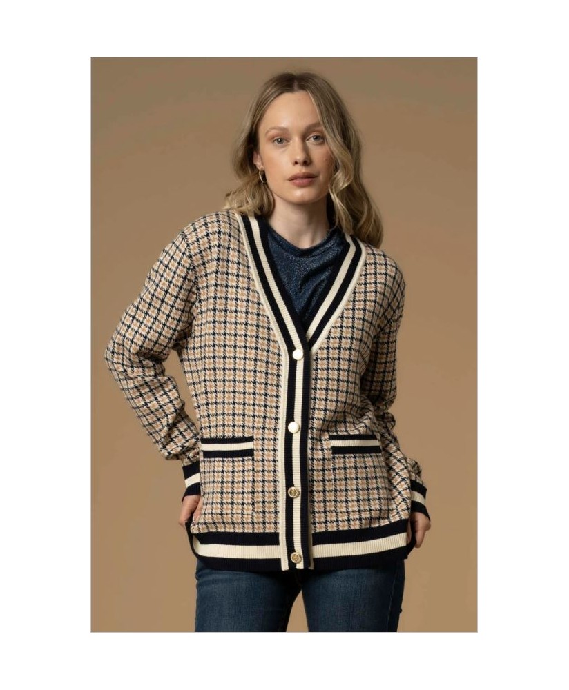 Chaqueta punto pata gallo botón dorado KOCCA