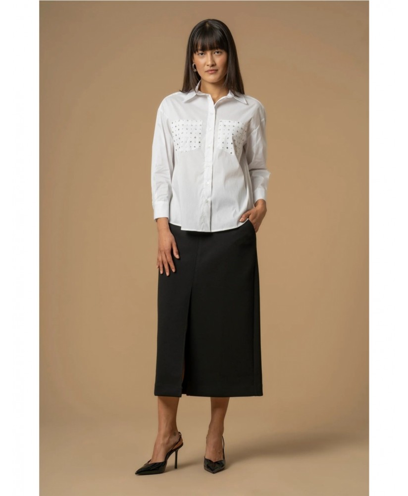 Camisa blanca bolsillos pedrería KOCCA