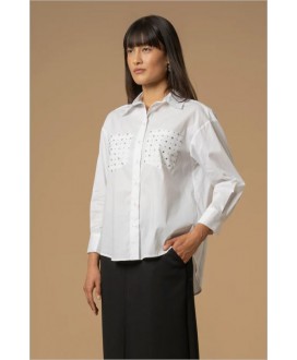 Camisa blanca bolsillos pedrería KOCCA
