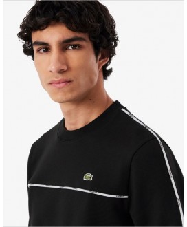 Sudadera felpa ribete logotipo negra LACOSTE