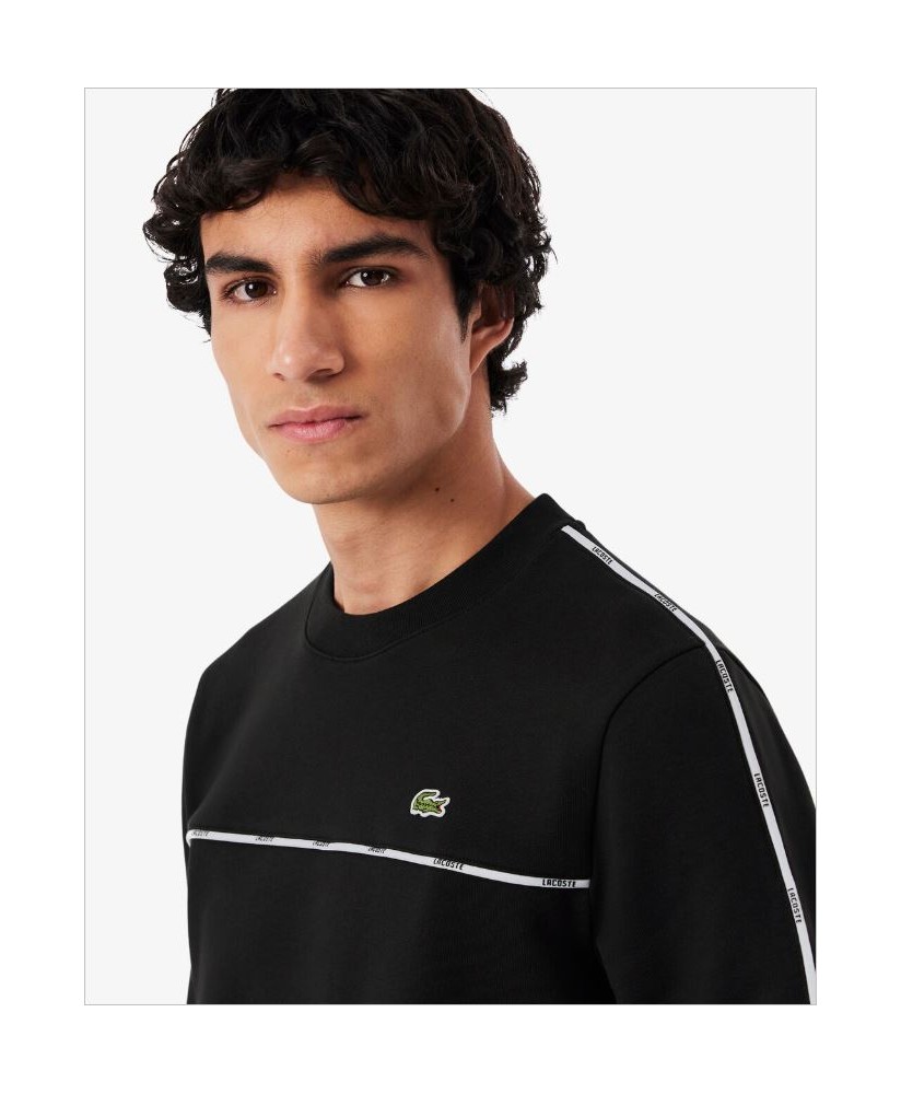 Sudadera felpa ribete logotipo negra LACOSTE