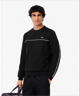 Sudadera felpa ribete logotipo negra LACOSTE