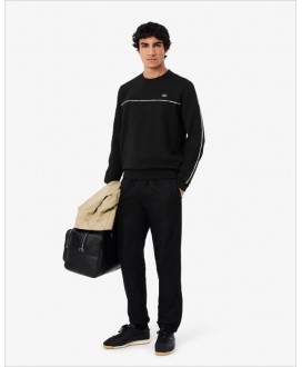 Sudadera felpa ribete logotipo negra LACOSTE