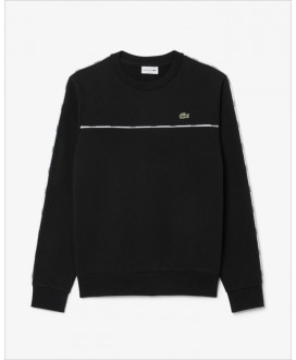Sudadera felpa ribete logotipo negra LACOSTE