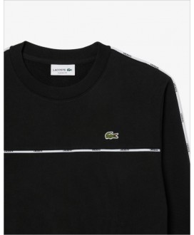 Sudadera felpa ribete logotipo negra LACOSTE