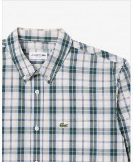 Camisa regular popelín cuadro verde LACOSTE