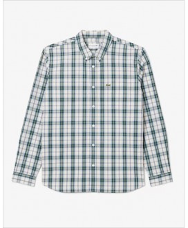 Camisa regular popelín cuadro verde LACOSTE