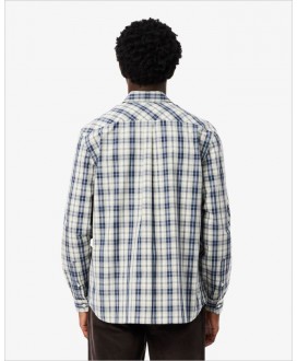 Camisa regular popelín cuadro azul LACOSTE