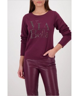 Sudadera granate “Via Bella” strass MONARI