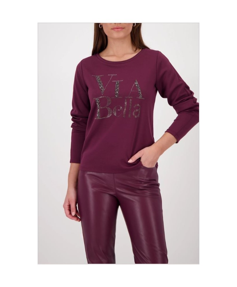 Sudadera granate “Via Bella” strass MONARI