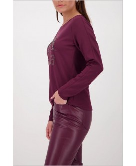 Sudadera granate “Via Bella” strass MONARI