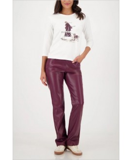 Camiseta blanca dibujo mujer y perro pedrería MONARI