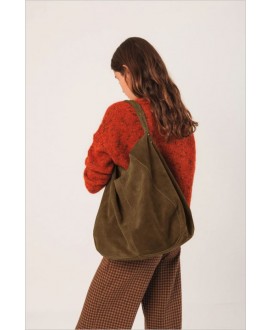 Bolso tote asa de mano/hombro serraje tabaco INDI&COLD