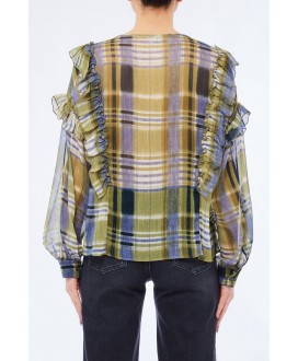 Blusón cuadros azul/verde volantes lurex LIU JO