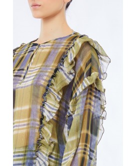 Blusón cuadros azul/verde volantes lurex LIU JO