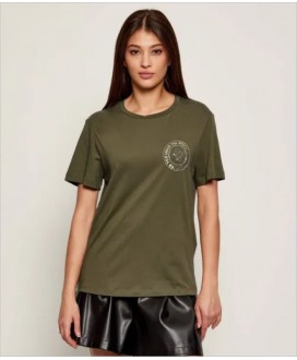 Camiseta caqui logo strass plata LIU JO