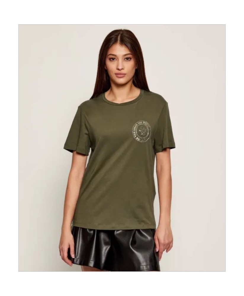 Camiseta caqui logo strass plata LIU JO