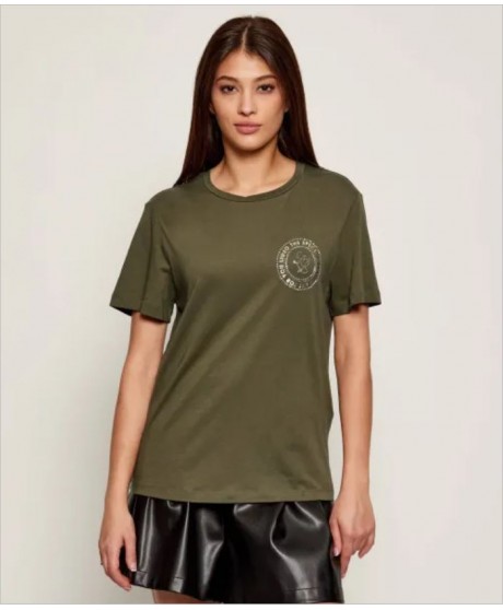 Camiseta caqui logo strass plata LIU JO