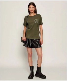 Camiseta caqui logo strass plata LIU JO