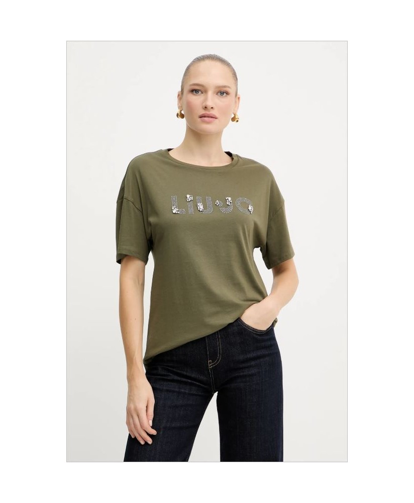 Camiseta kaki letras plata LIU JO