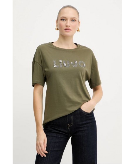 Camiseta kaki letras plata LIU JO