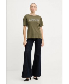 Camiseta kaki letras plata LIU JO