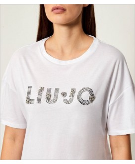 Camiseta blanca letras plata LIU JO