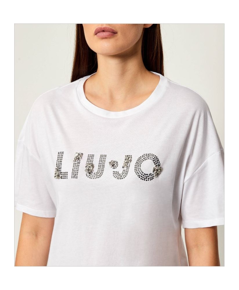 Camiseta blanca letras plata LIU JO