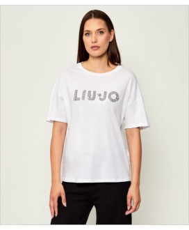 Camiseta blanca letras plata LIU JO