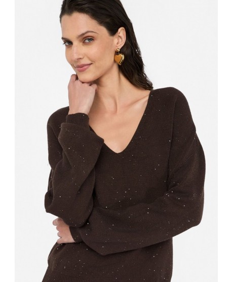 Jersey marrón pico microlentejuelas LIU JO