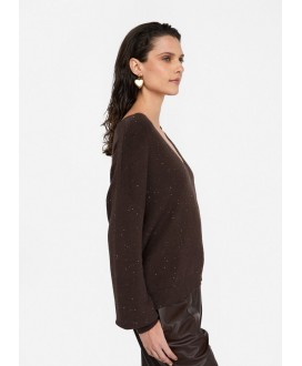 Jersey marrón pico microlentejuelas LIU JO