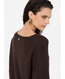 Jersey marrón pico microlentejuelas LIU JO