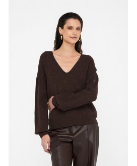 Jersey marrón pico microlentejuelas LIU JO