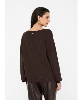 Jersey marrón pico microlentejuelas LIU JO