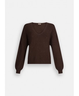 Jersey marrón pico microlentejuelas LIU JO
