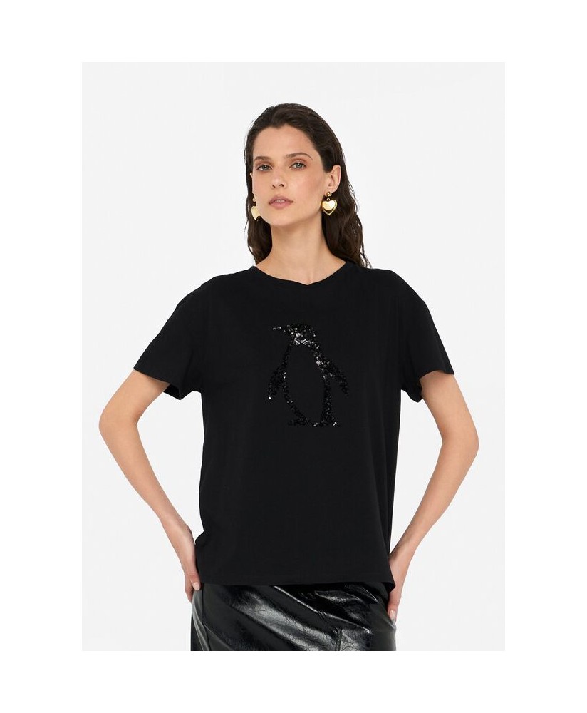 Camiseta negra pingüino strass LIU JO
