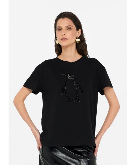Camiseta negra pingüino strass LIU JO