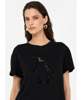 Camiseta negra pingüino strass LIU JO