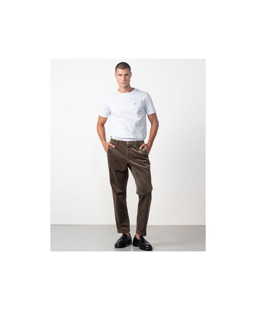 Pantalón marrón cordón y goma cintura pana ETIEM