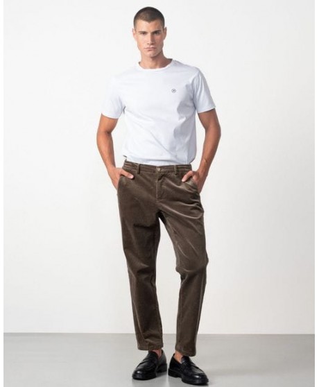 Pantalón marrón cordón y goma cintura pana ETIEM