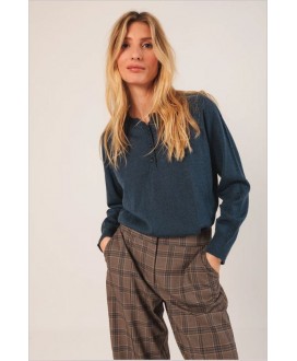 Pantalón cuadros marrón lista azul INDI&COLD