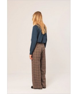Pantalón cuadros marrón lista azul INDI&COLD