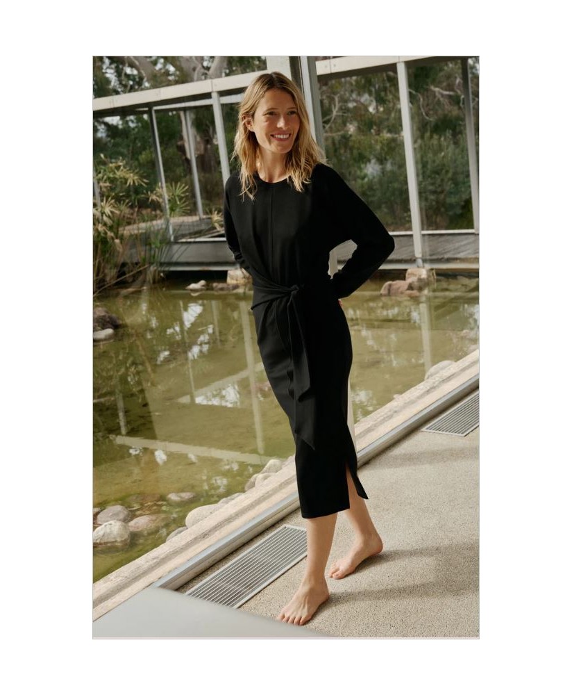 Vestido punto negro nudo lateral INDI&COLD
