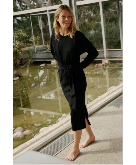 Vestido punto negro nudo lateral INDI&COLD