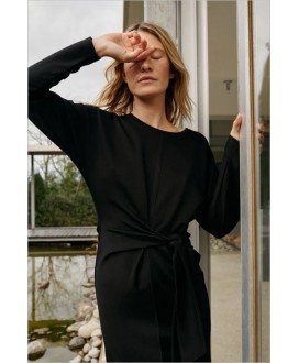 Vestido punto negro nudo lateral INDI&COLD